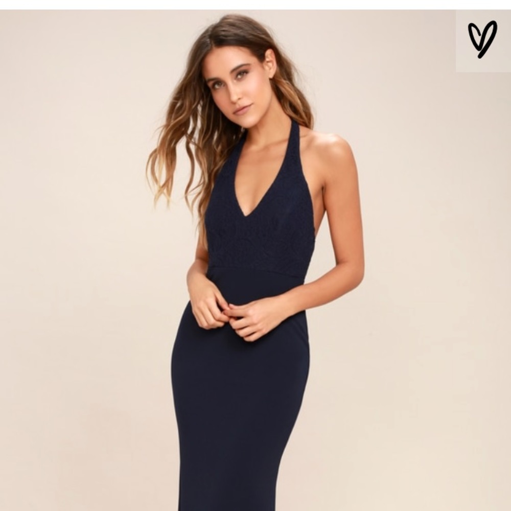 Love Potion Navy Blue With Lace Halter Top